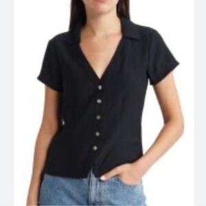 Women's Black Button-Up Top